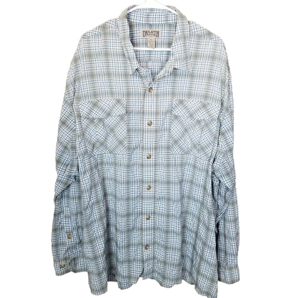 Duluth Trading Co Mens Plaid Button Shirt Sz 3XL Classic Minimalist Lightweight